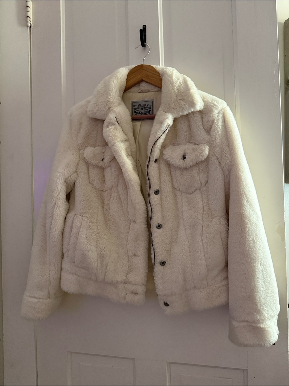 Levi's Cream Faux Fur Trucker Jacket